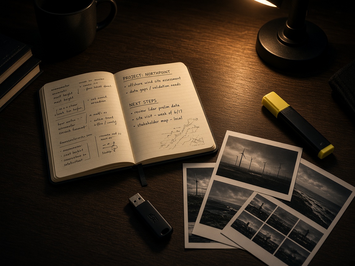 Notes, screenshots and documents being organised on a dark desk